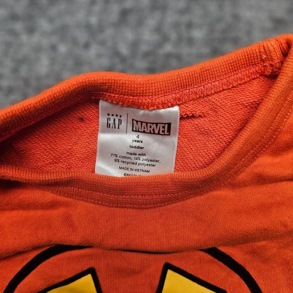Gap Kids Marvel Iron Man Sweatshirt Orange Graphic Pullover Size 4T